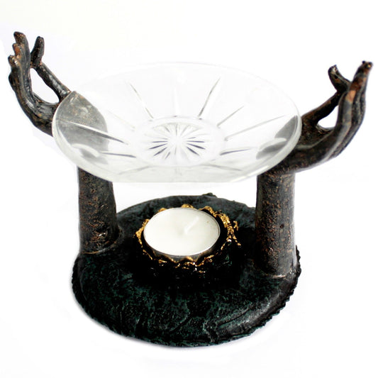 Buddha - Duftöllampe Om Hände - Antik-Finish