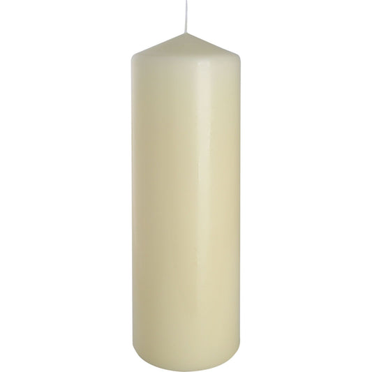 Cremefarbene Stumpenkerze 80 × 250 mm, Freisteller