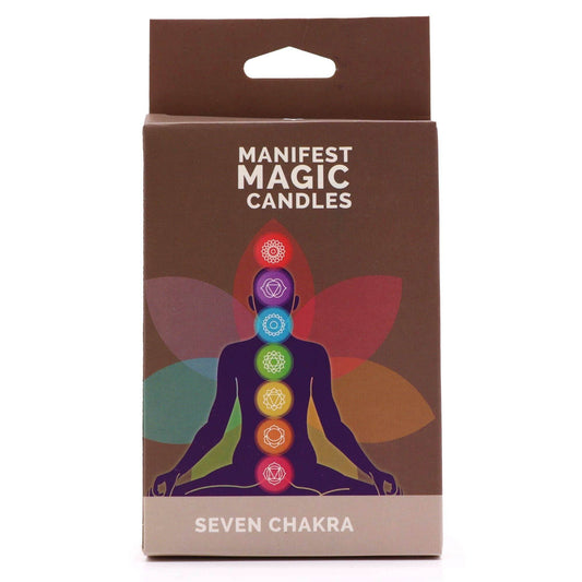 Sieben Chakra Manifestation Kerzen Bunt (7-er Set) - Magic Candles for Manifestation - Hauttempel