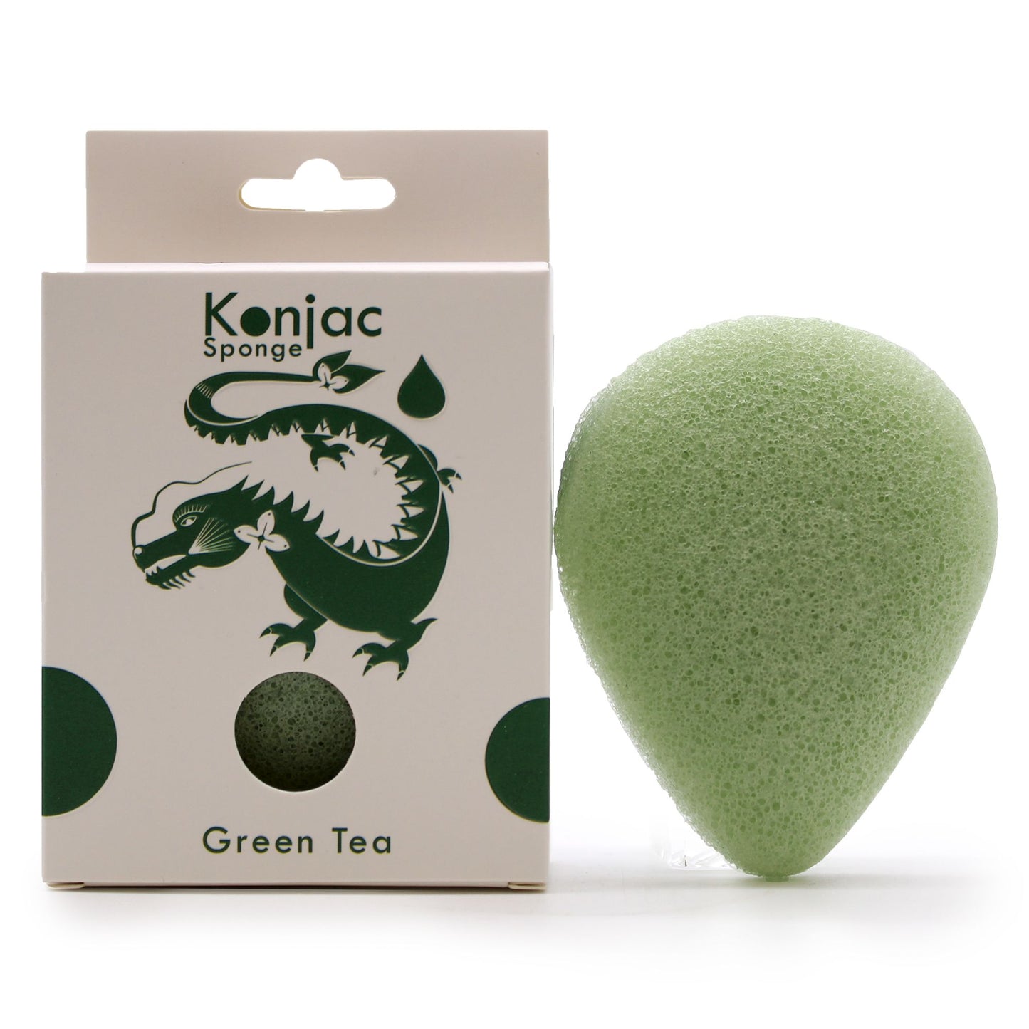 Konjac-Gesichtsschwamm Grüner Tee – Verpackung mit grünem Schwamm
