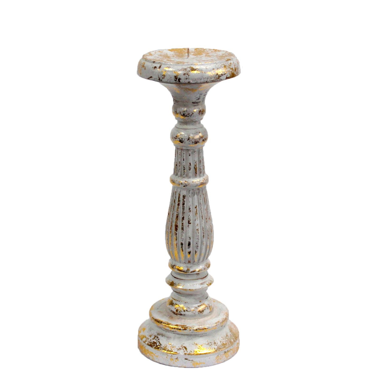 Vintage-Kerzenhalter Weiß-Gold – Freisteller
