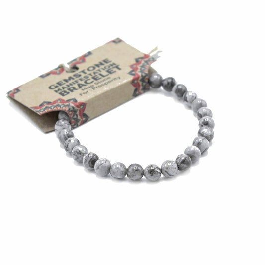 Grauer Karten Jaspis Manifestation Armband - Prosperity - Armschmuck - Hauttempel