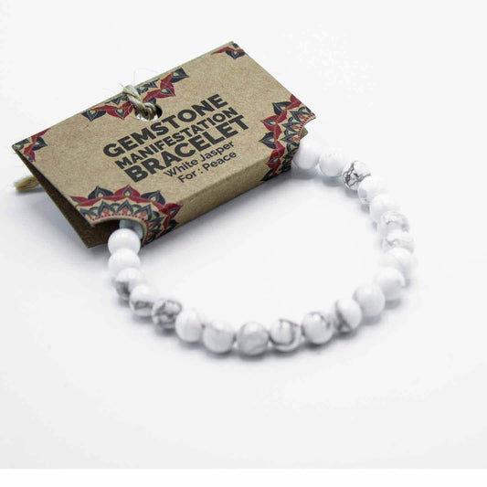 Weißer Jaspis Manifestation Armband - Peace - Armschmuck - Hauttempel