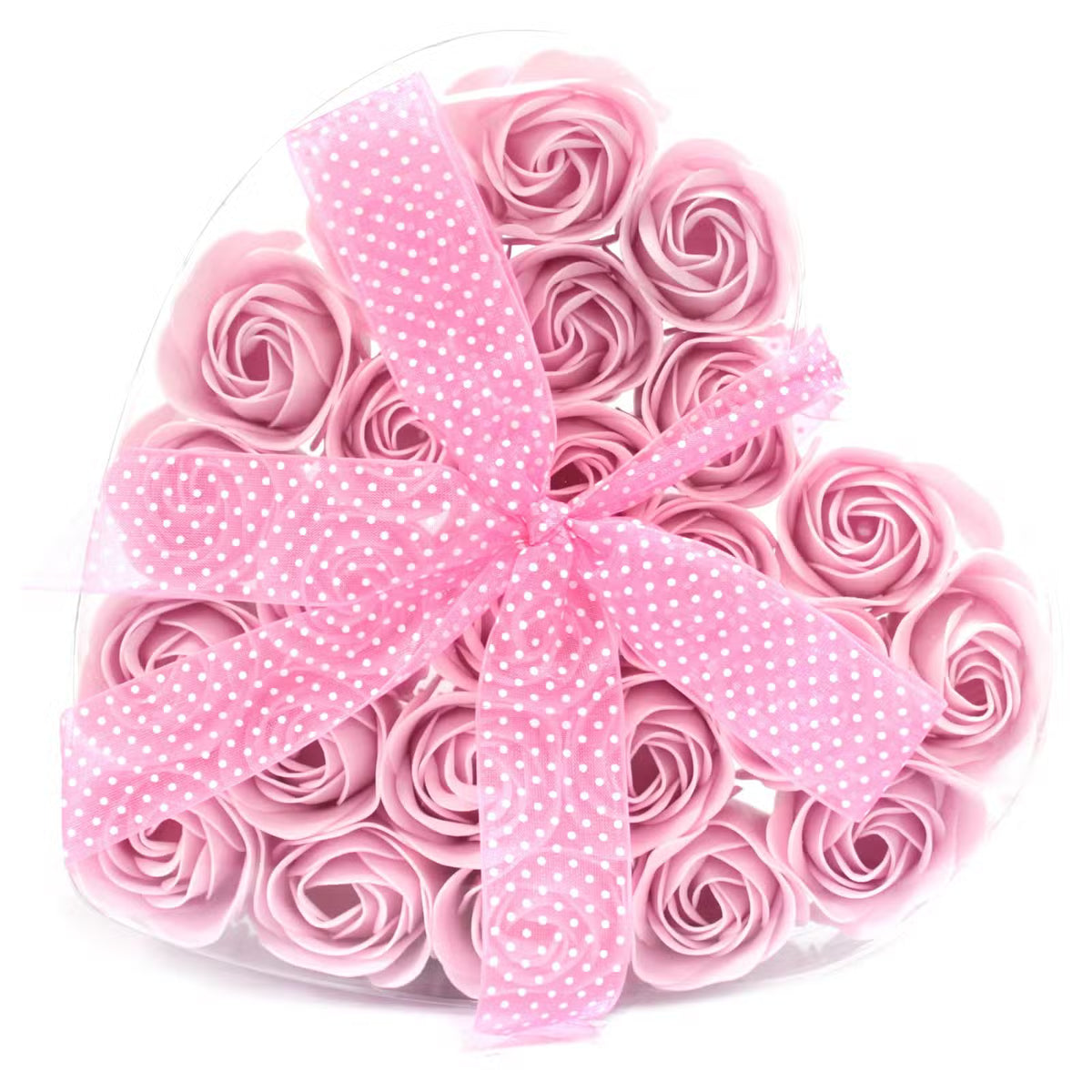 Seifenblumen Herzbox mit 24 rosa Rosen, Freisteller