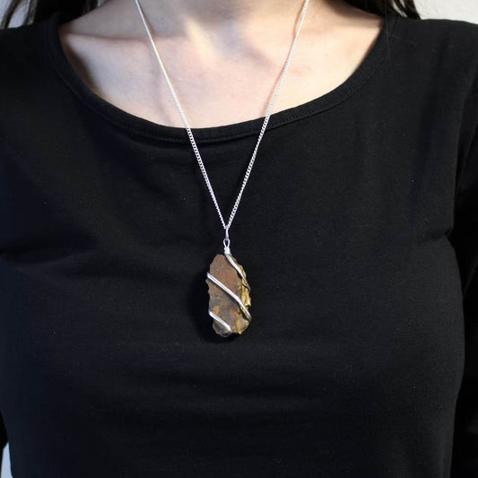 Kaskadenform Edelstein Halskette - Rohes Tigerauge - Edelsteinkette - Hauttempel