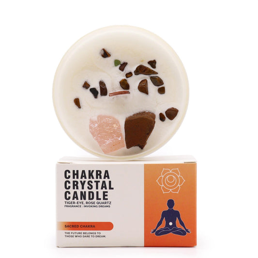 Chakra Edelsteinkerze Heiliges Chakra