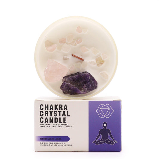 Chakra Edelsteinkerze Drittes Auge Chakra