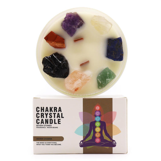 Große Chakra Edelsteinkerze Sieben Chakren