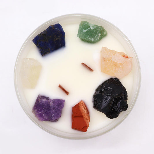 Große Chakra Edelsteinkerze Sieben Chakren
