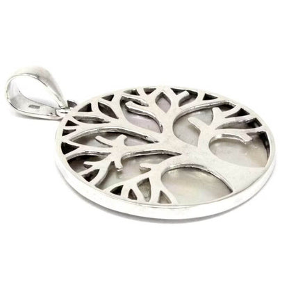 Lebensbaum Anhänger 925 Silber 30mm - Perlmutt - Silberschmuck - Hauttempel
