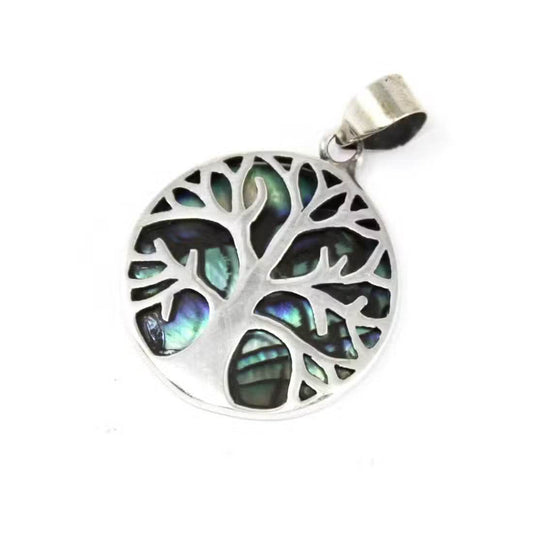 Lebensbaum Anhänger 925 Silber 22mm - Abalone - Silberschmuck - Hauttempel