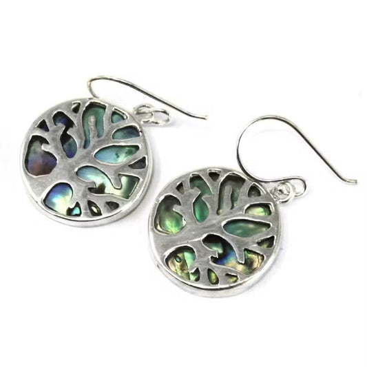 Lebensbaum Ohrringe 925 Silber 15mm - Abalone - Silberschmuck - Hauttempel