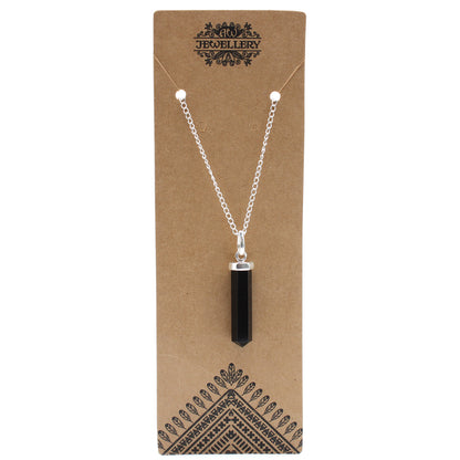 Indische Edelsteinkette - Obelisk - Schwarzer Achat