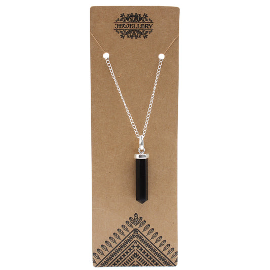 Indische Edelsteinkette - Obelisk - Schwarzer Achat