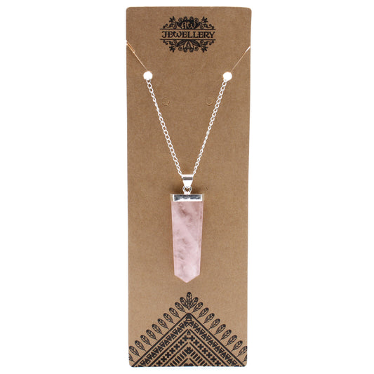 Indische Edelsteinkette - Flacher Stift - Rosenquarz