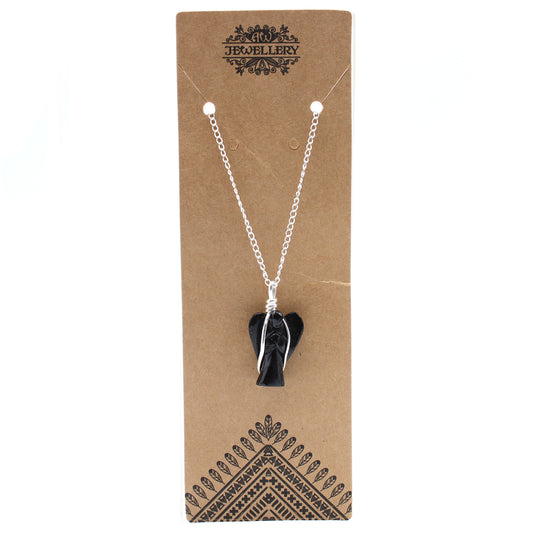 Indische Edelsteinkette - Schutzengel - Schwarzer Achat