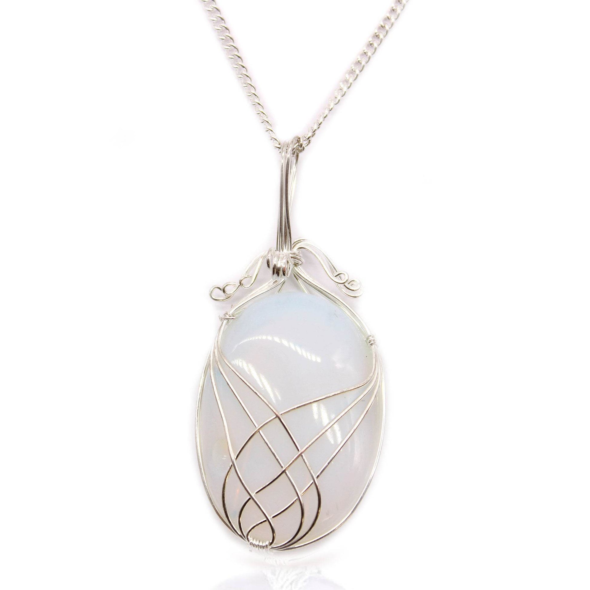 Wirbel - Swirl Wrapped Edelstein Halskette - Opalit - Edelsteinkette - Hauttempel