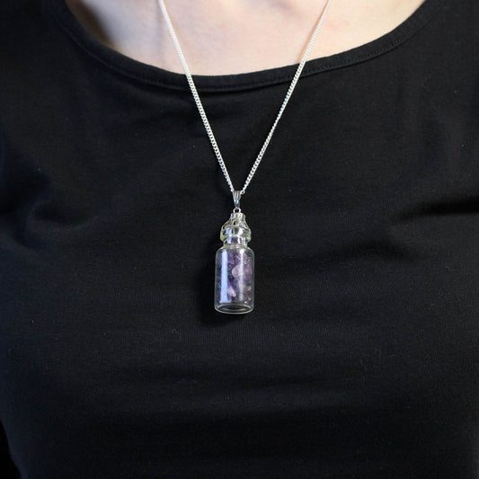 Edelstein-Fläschchen Edelstein Halskette - Amethyst - Edelsteinkette - Hauttempel