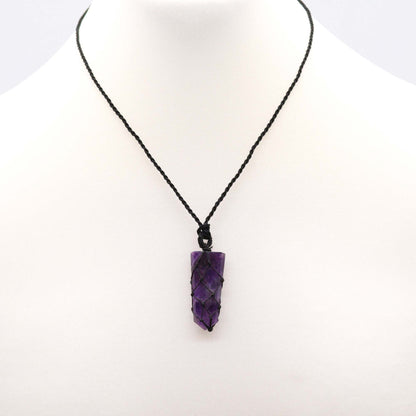 Halskette Geschnürter Edelsteinanhänger - Flache Spitze - Amethyst
