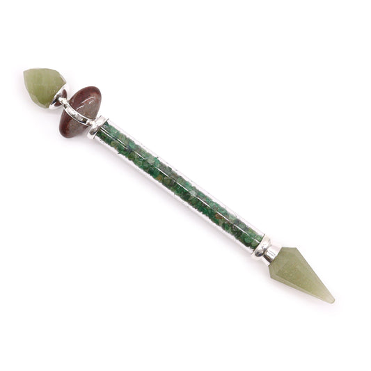 Shiva Lingam Ritualstab - Grüner Aventurin (Glück)