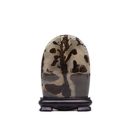 Guohua Bildstein - Bogenform - ca. 145 x 110 mm - ca. 479g - Bildstein - Hauttempel