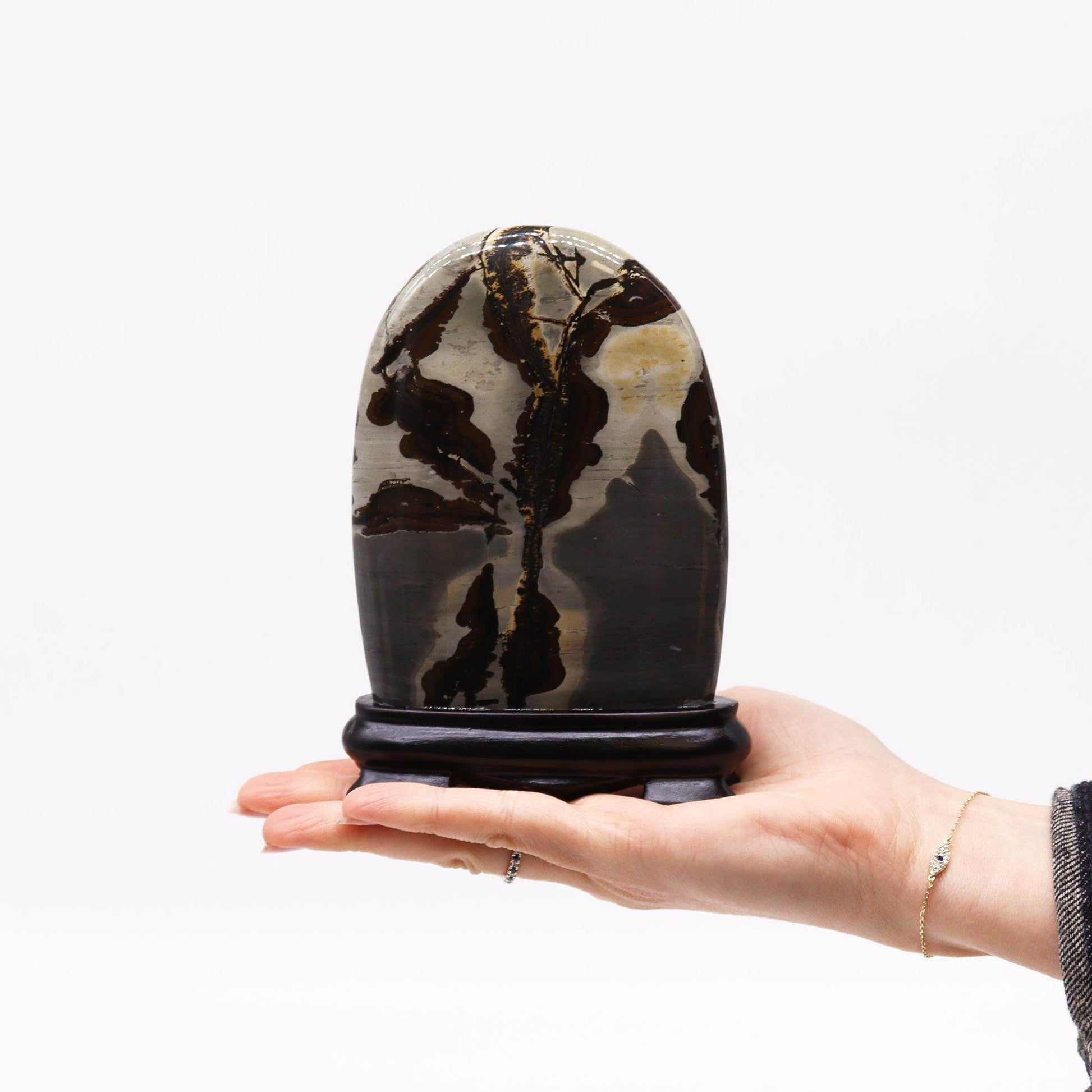 Guohua Bildstein - Bogenform - ca. 145 x 110 mm - ca. 479g - Bildstein - Hauttempel