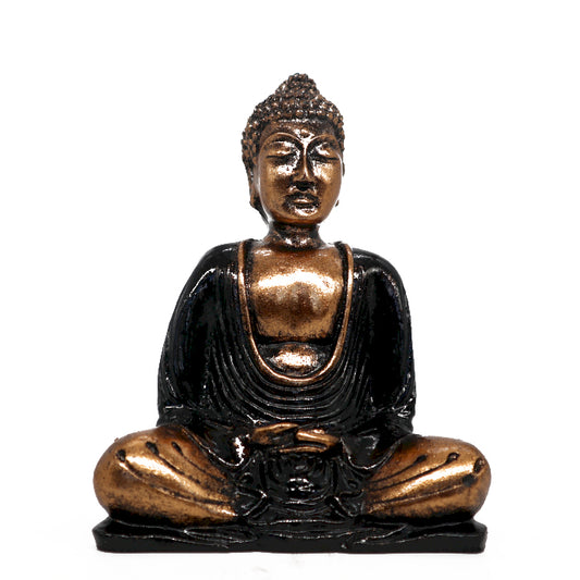 Buddha-Statue - Schwarz-Gold - mittelgroß