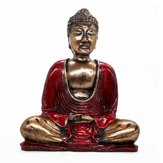 Buddha Statue - Rot-Gold - mittelgroß