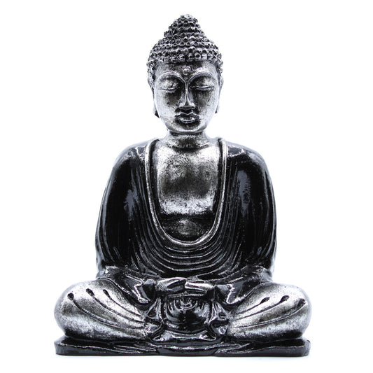 Buddha Statue - Schwarz Grau- mittelgroß