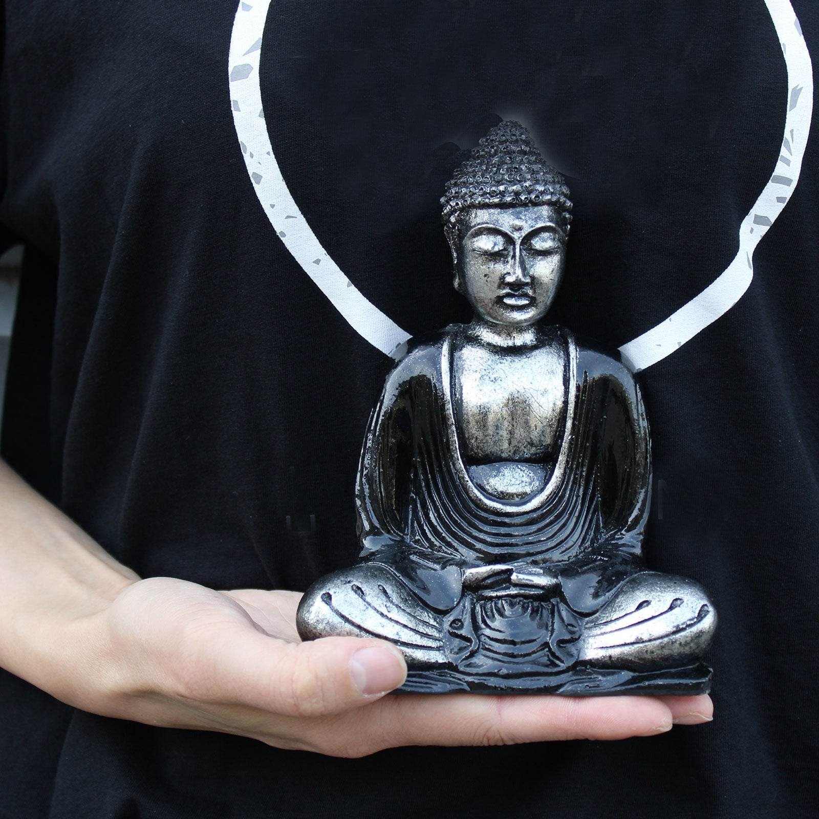 Buddha Statue - Schwarz Grau- mittelgroß - Statuen & Figuren - Hauttempel