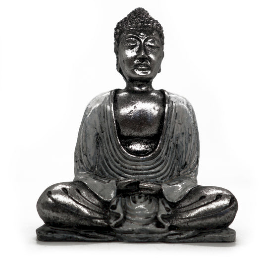 Buddha Statue - Weiß-Grau- mittelgroß