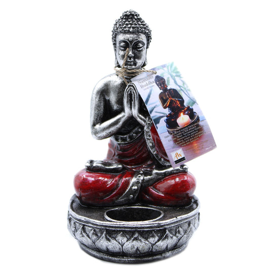 Buddha Statue Kerzenhalter - Rot- mittelgroß