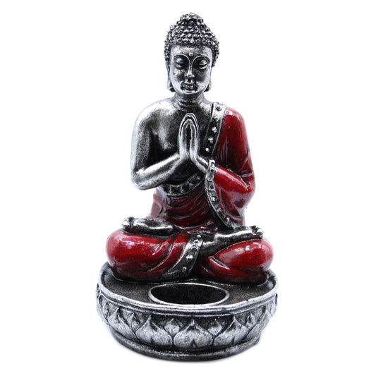 Buddha Statue Kerzenhalter - Rot- mittelgroß