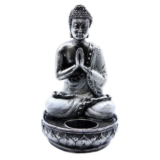 Buddha Statue Kerzenhalter - Weiß- mittelgroß