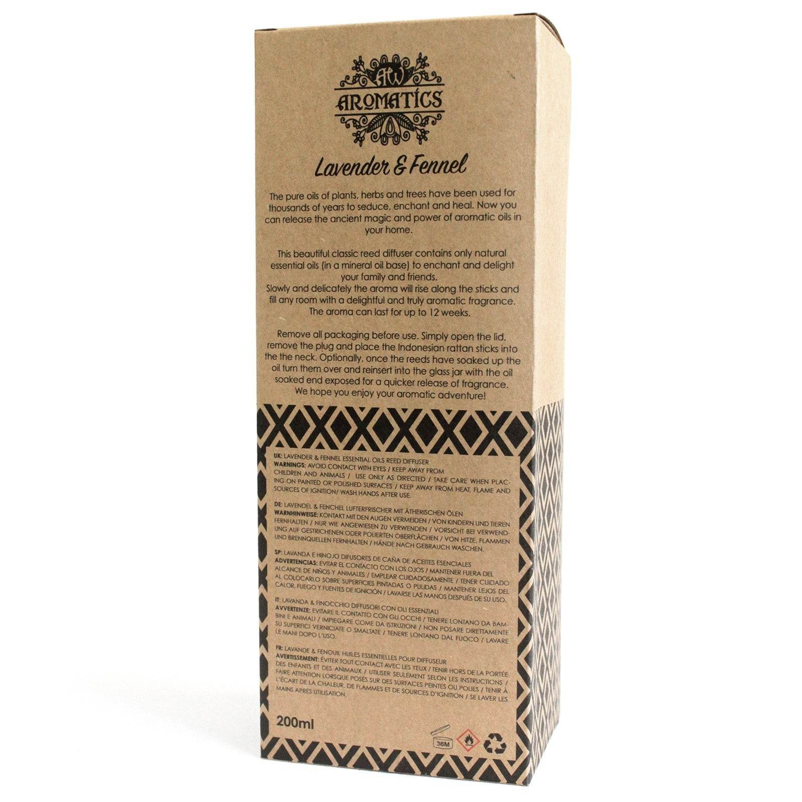 Lavendel & Fenchel Ätherisches Öl Rattanstäbchen Diffusor 200ml - Rattanstäbchen-Diffusor - Hauttempel