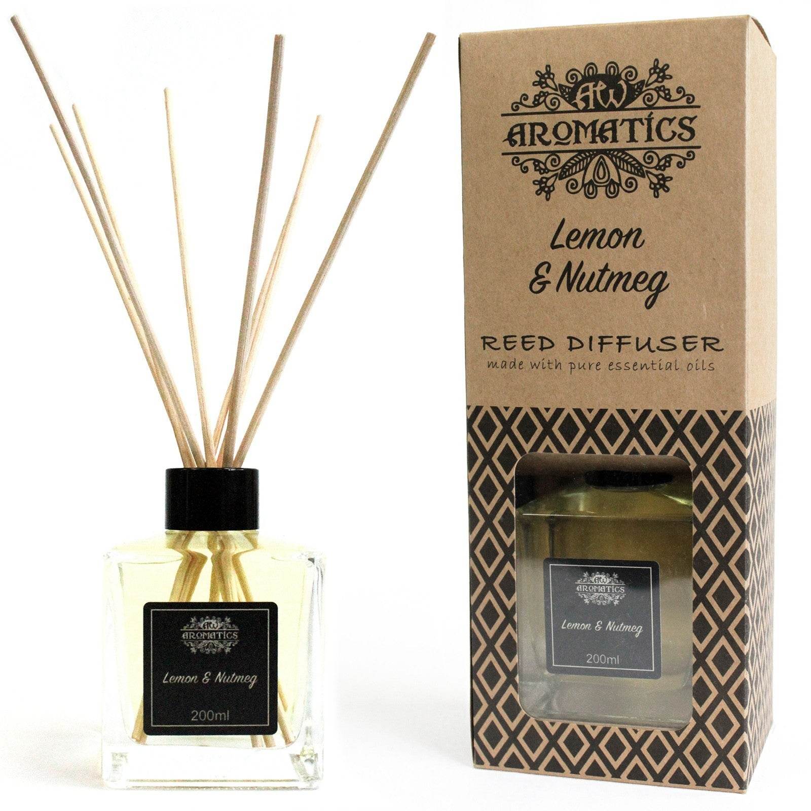 Zitrone & Muskatnuss Ätherisches Öl Rattanstäbchen Diffusor 200ml - Rattanstäbchen-Diffusor - Hauttempel
