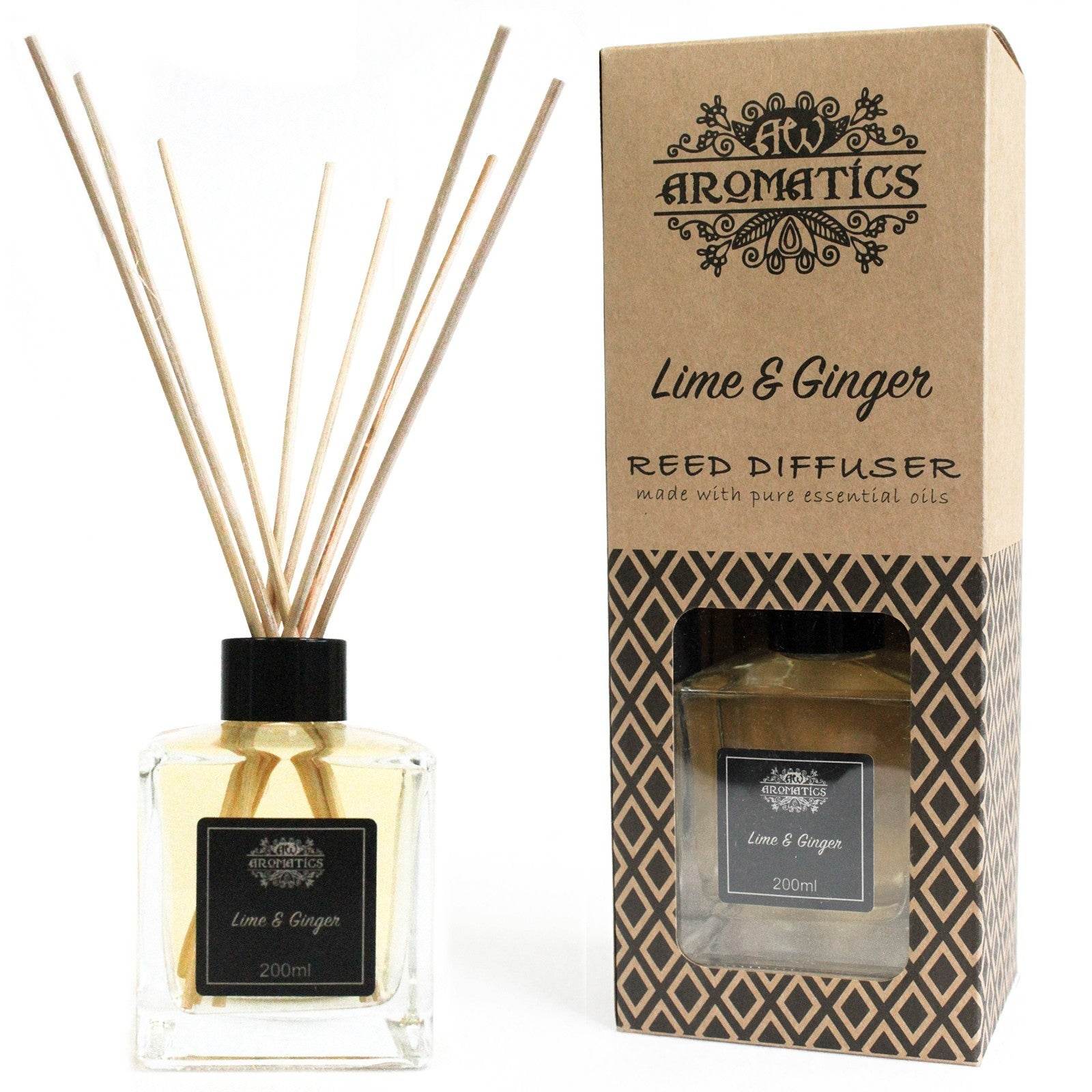 Limette & Ingwer Ätherisches Öl Rattanstäbchen Diffusor 200ml - Rattanstäbchen-Diffusor - Hauttempel