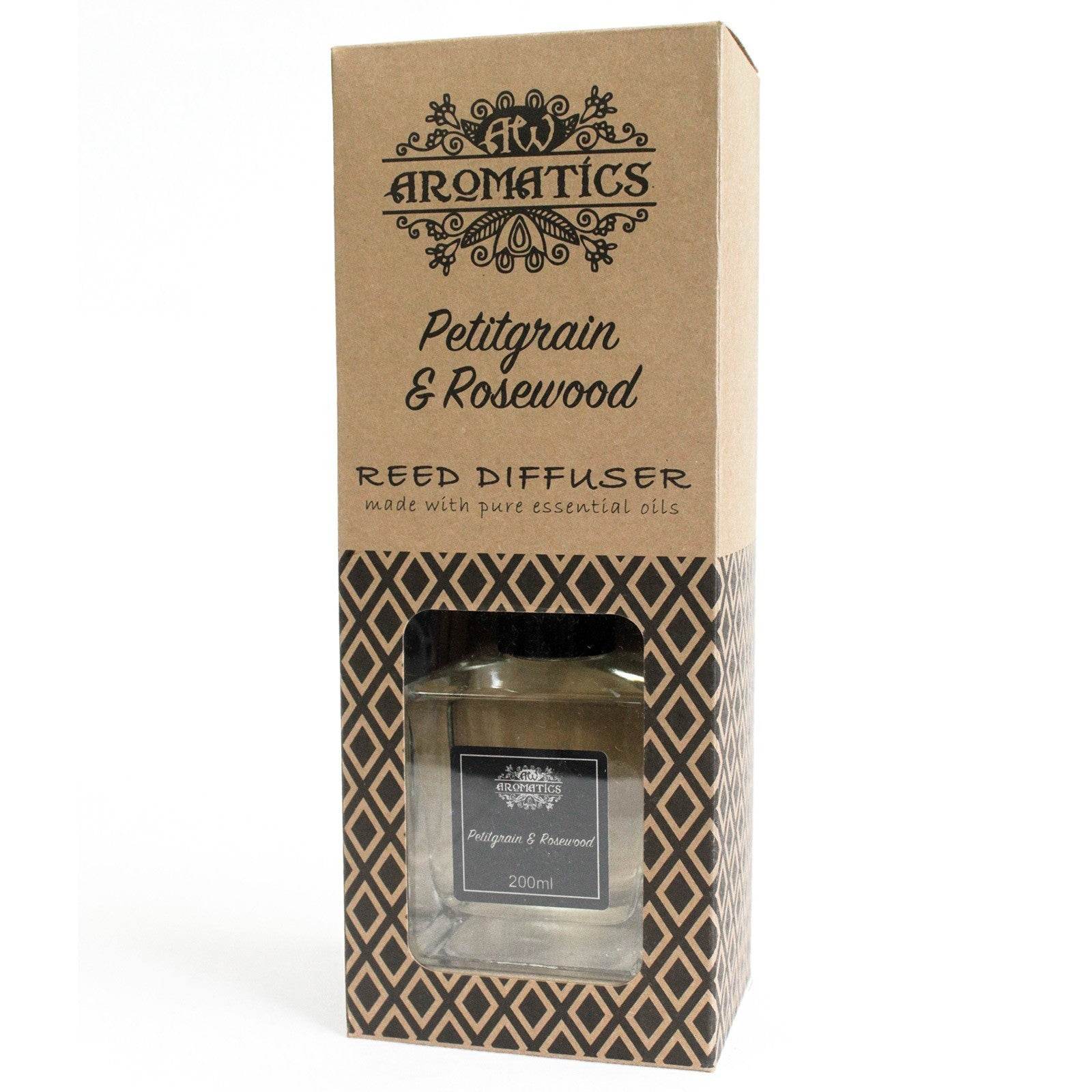 Petitgrain & Rosenholz Ätherisches Öl Rattanstäbchen Diffusor 200ml - Rattanstäbchen-Diffusor - Hauttempel
