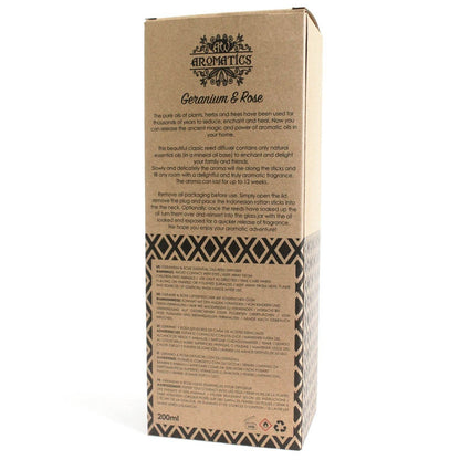 Geranie & Rose Ätherisches Öl Rattanstäbchen Diffusor 200ml - Rattanstäbchen-Diffusor - Hauttempel