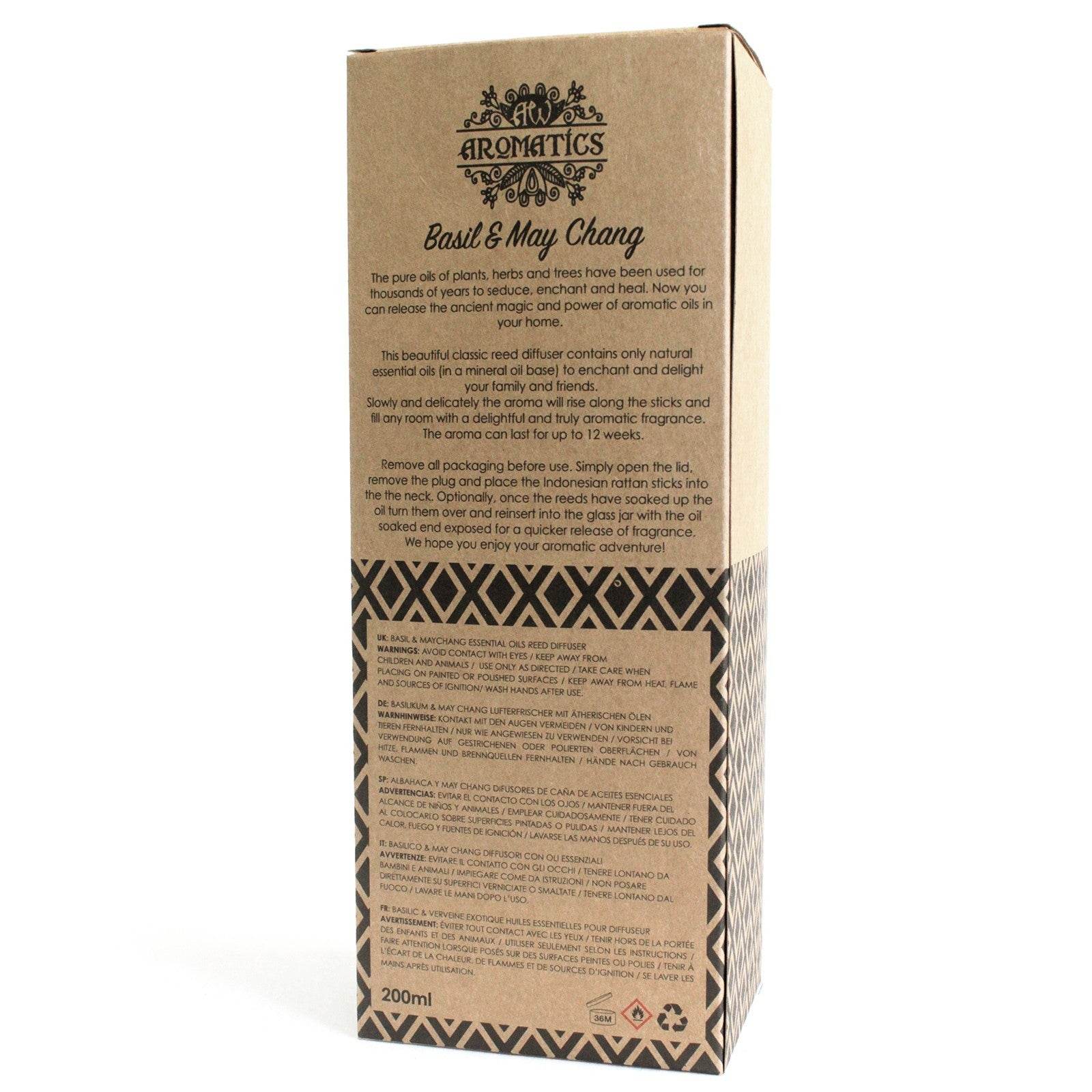 Basilikum & Maychang Ätherisches Öl Rattanstäbchen Diffusor 200ml - Rattanstäbchen-Diffusor - Hauttempel