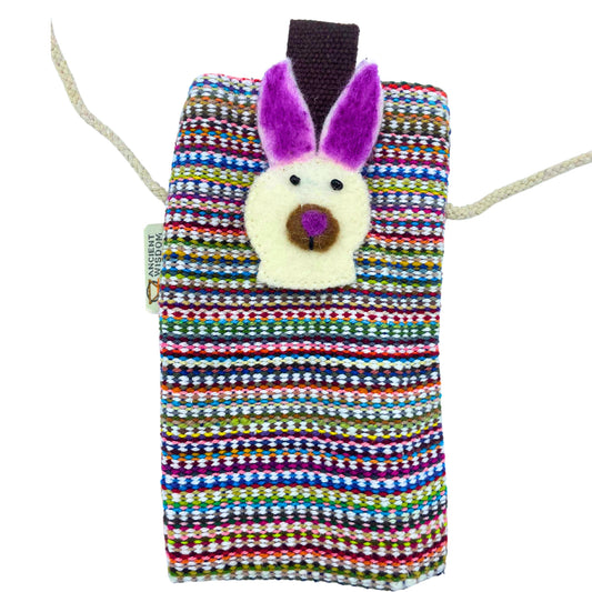 Handytasche - Bunte Streifen & Hasendekor