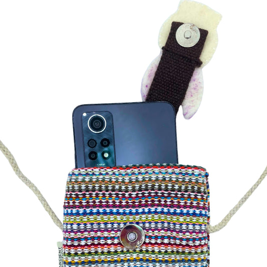 Handytasche - Bunte Streifen & Hasendekor