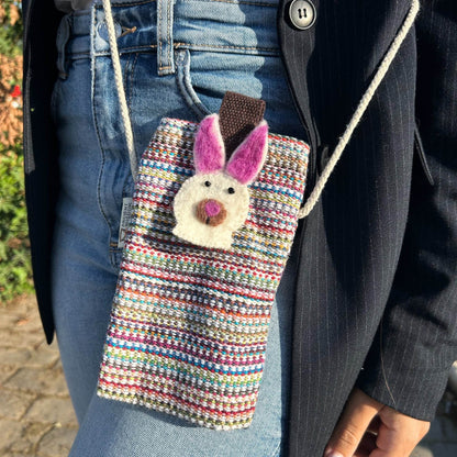 Handytasche - Bunte Streifen & Hasendekor - Handytasche - Hauttempel
