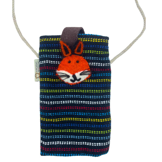 Handytasche - Dunkle Streifen & Fuchsdekor