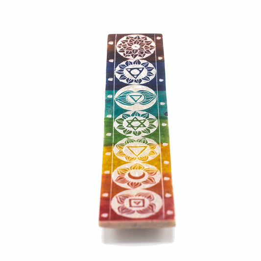 Räucherstäbchenhalter "Sieben Chakren" Speckstein ca. 26x5cm