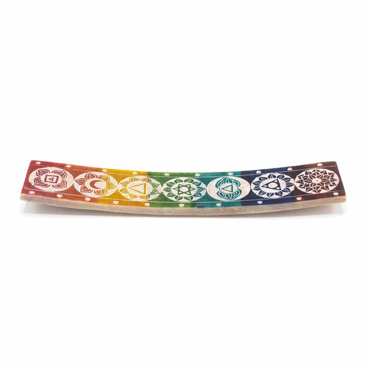 Räucherstäbchenhalter "Sieben Chakren" Speckstein ca. 26x5cm