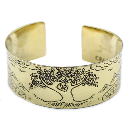 Tibetischer Mantra Armreif "Baum des Lebens" - Messing