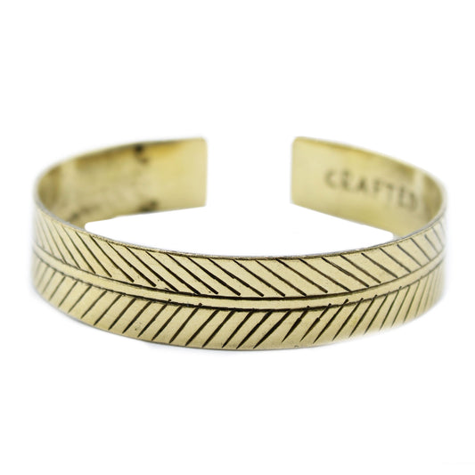 Tibetisches Armband "Großes Tribal Blatt" - Messing