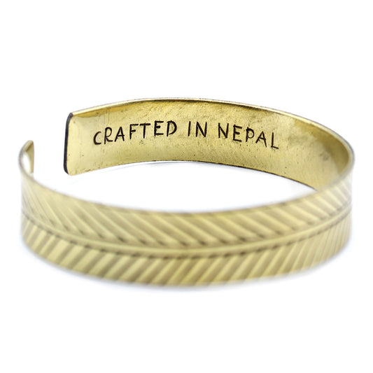 Tibetisches Armband "Großes Tribal Blatt" - Messing