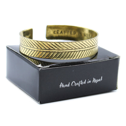 Tibetisches Armband "Großes Tribal Blatt" - Messing